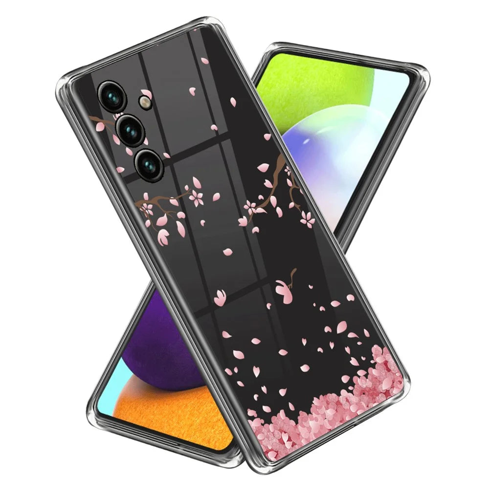 For Samsung Galaxy A15 4G Soft TPU Cover Pattern Printing Phone Case - Sakura - 1