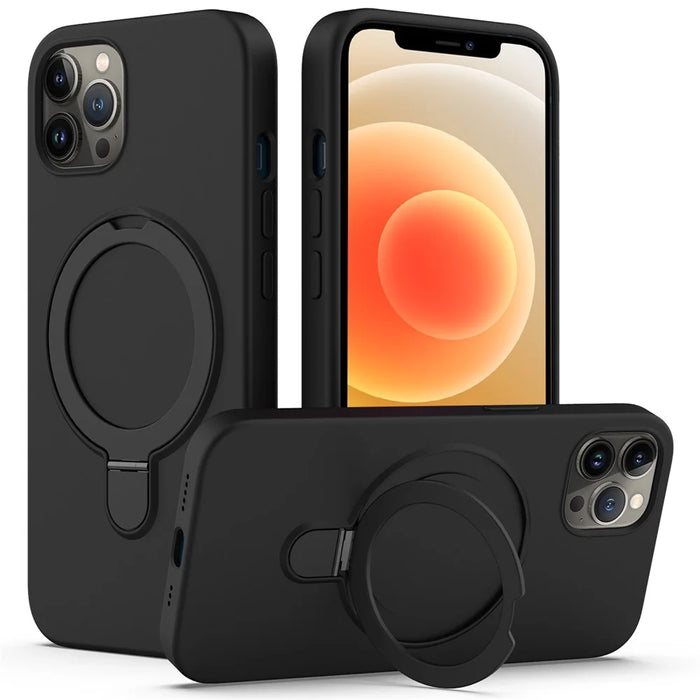 For iPhone 12 / 12 Pro Case Kickstand Phone Cover Compatible with MagSafe - Black - 1