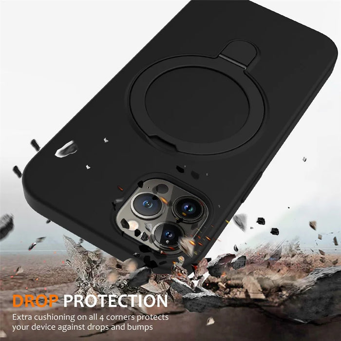 For iPhone 12 / 12 Pro Case Kickstand Phone Cover Compatible with MagSafe - Black - 6