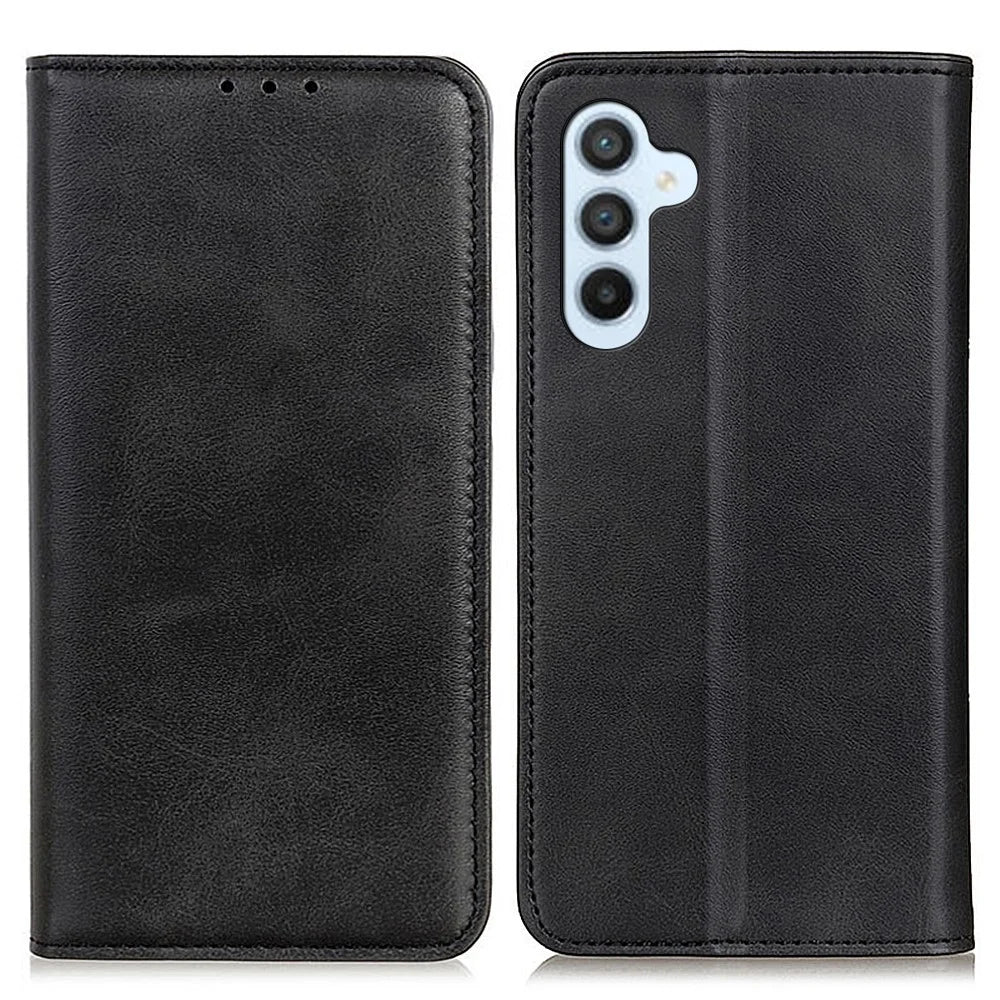 For Samsung Galaxy A35 5G Split Leather Wallet Case Full Body Protective Phone Cover - Black - 1