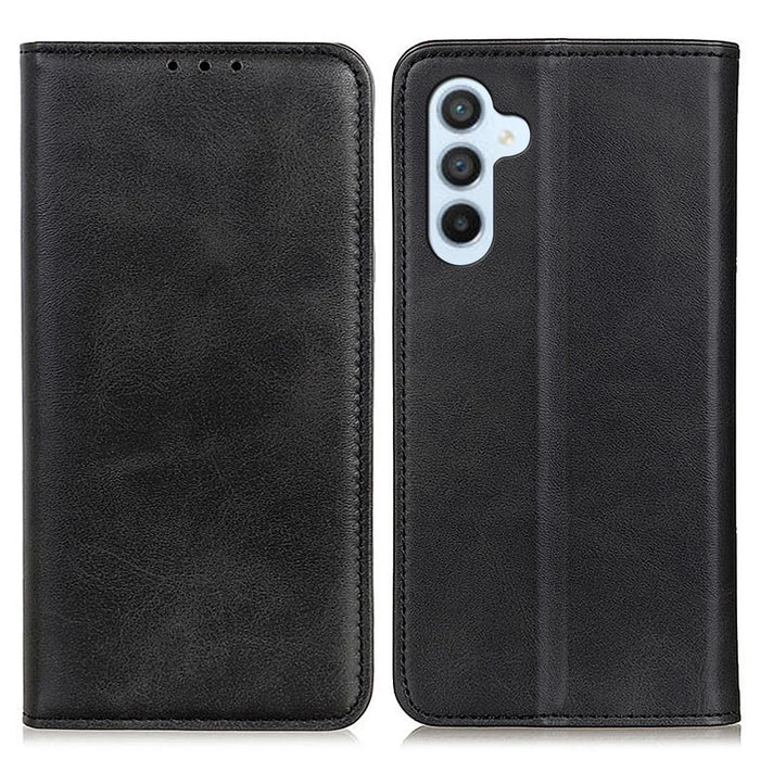 For Samsung Galaxy A35 5G Split Leather Wallet Case Full Body Protective Phone Cover - Black - 1