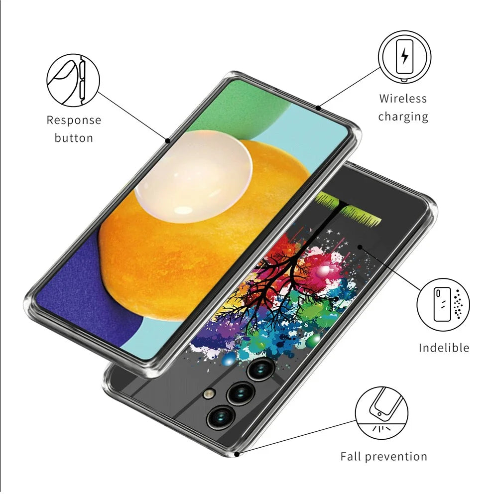 For Samsung Galaxy A35 5G Pattern Phone Case Shockproof Protection TPU Cover - Colorful Tree - 3