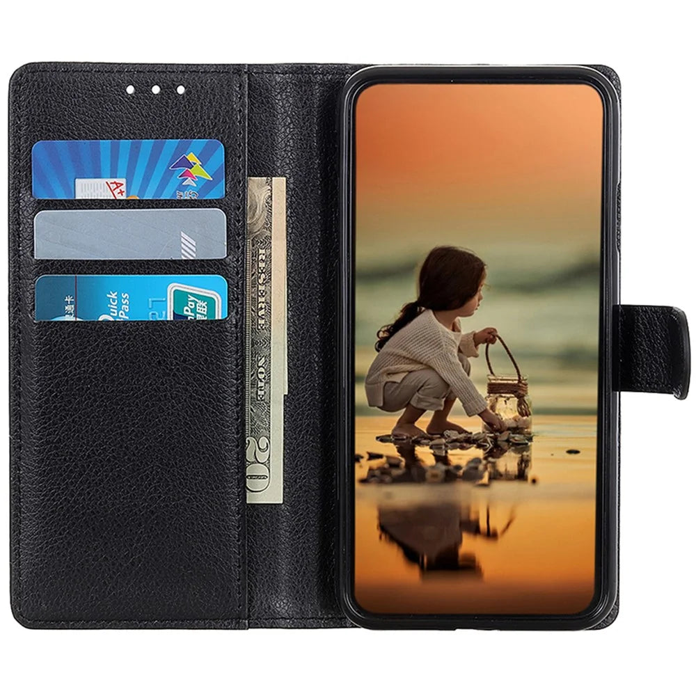 For Samsung Galaxy A35 5G Wallet Case PU Leather Stand Card Slot Protective Phone Cover - Black - 3