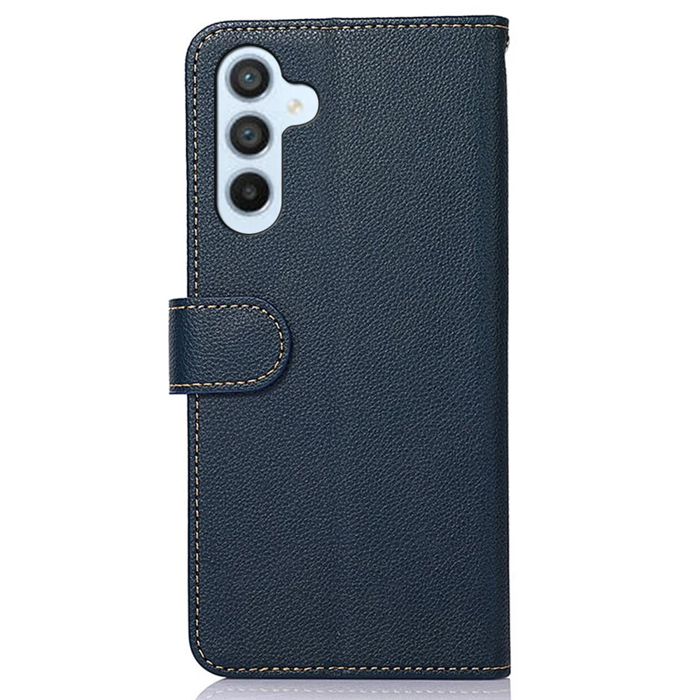 KHAZNEH For Samsung Galaxy A35 5G Folio Cover RFID Blocking Leather Phone Case - Blue - 7