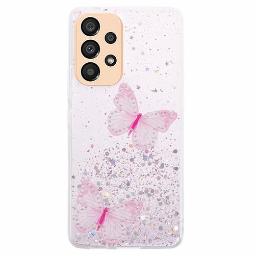 AW Series For Samsung Galaxy A53 5G Cell Phone Case TPU+PVC Shockproof Cover with Big Rear Lens Hole - Pink - 1