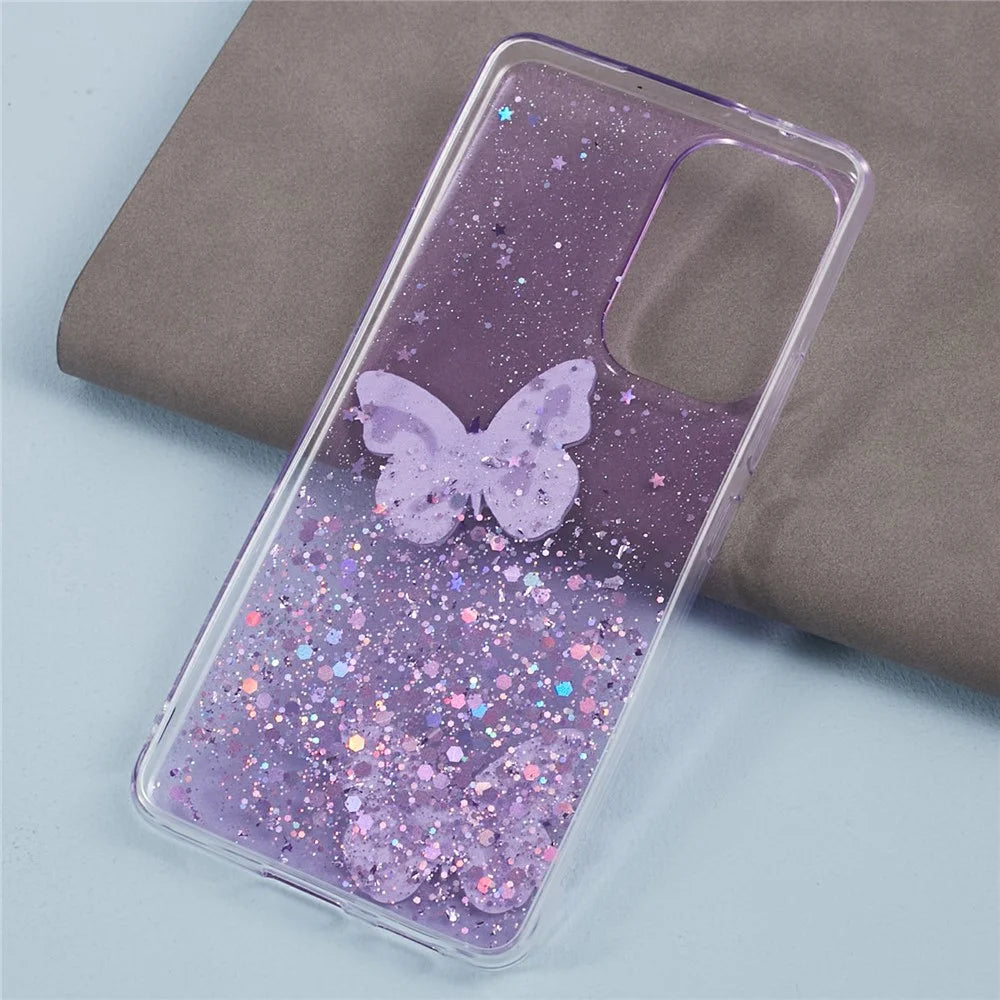 AW Series TPU+PVC Case for Samsung Galaxy A33 5G Shell Butterfly Decor Big Rear Lens Hole Cover - Purple - 2