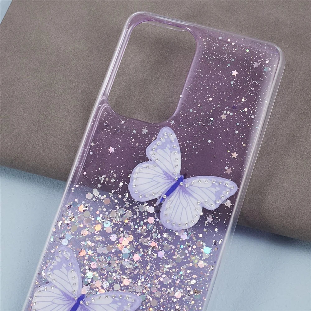 AW Series TPU+PVC Case for Samsung Galaxy A33 5G Shell Butterfly Decor Big Rear Lens Hole Cover - Purple - 4