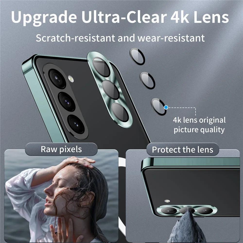 For Samsung Galaxy S24+ Matte Phone Case Lens Protection Metal Frame Magnetic Cover - Green - 6