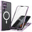 For Samsung Galaxy S24 Ultra Magnetic Case Tempered Glass+Matte PC Metal Frame Cover - Purple - 1