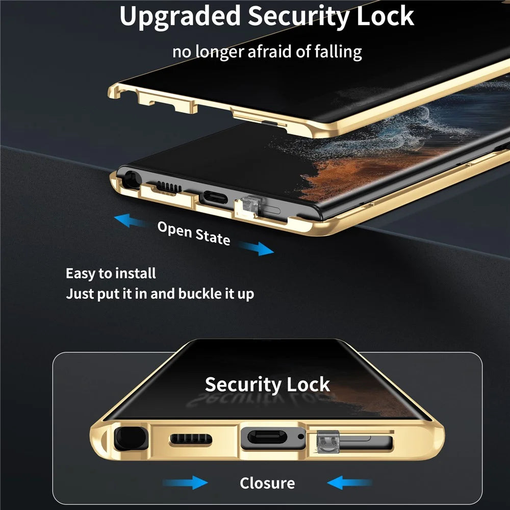 For Samsung Galaxy S24+ Case Double-Sided Tempered Glass Anti-Spy Phone Cover - Silver - 3