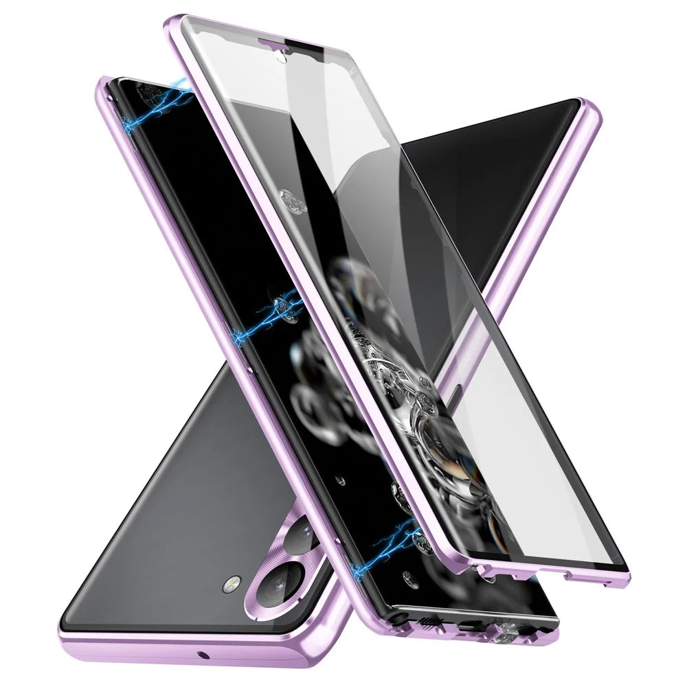 For Samsung Galaxy S24+ Case HD Clear Double Sides Tempered Glass Back Phone Cover - Light Purple - 2