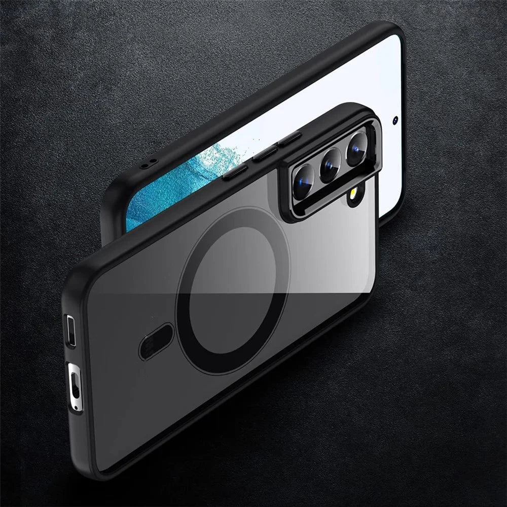 For Samsung Galaxy S24 Clear Case Acrylic +TPU Phone Cover Magnetic Case - Black - 6