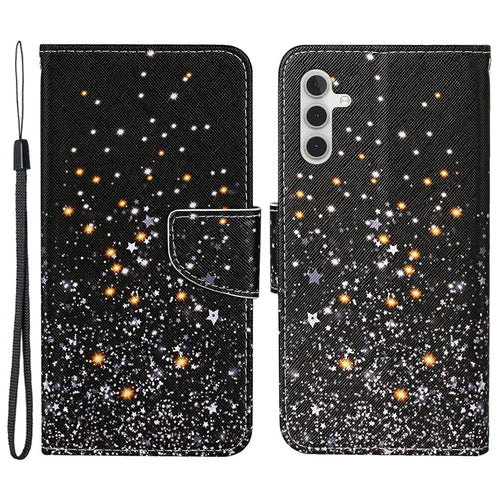 For Samsung Galaxy A15 5G Case PU Leather Pattern Printing Wallet Phone Cover with Strap - Shattered Stars - 1