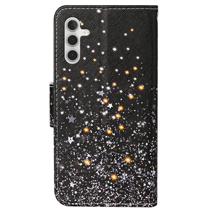For Samsung Galaxy A15 5G Case PU Leather Pattern Printing Wallet Phone Cover with Strap - Shattered Stars - 7