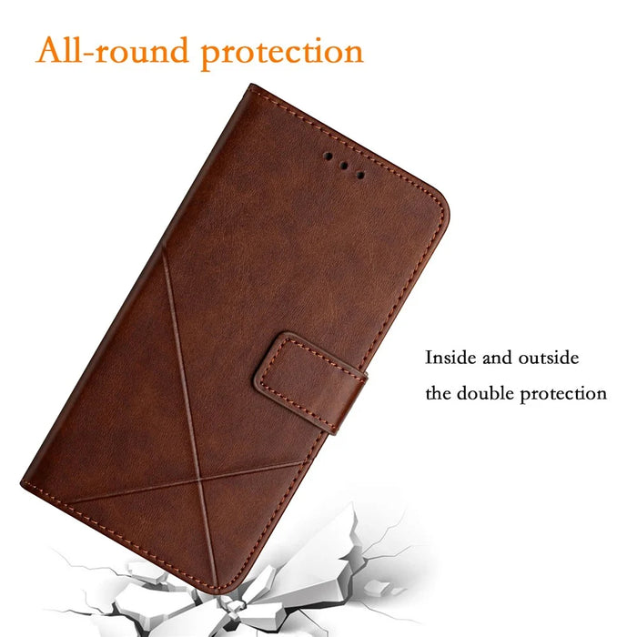 For Samsung Galaxy S24 Ultra Case Solid Color PU Leather Stand Wallet Phone Cover with Wrist Strap - Brown - 5