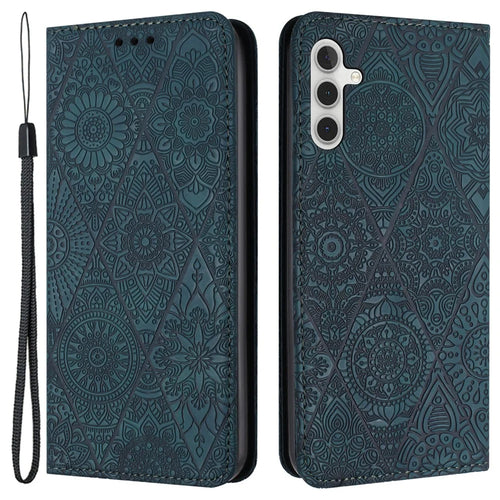 For Samsung Galaxy A15 5G Case Wallet Stand Imprinted Phone Cover - Blue - 1