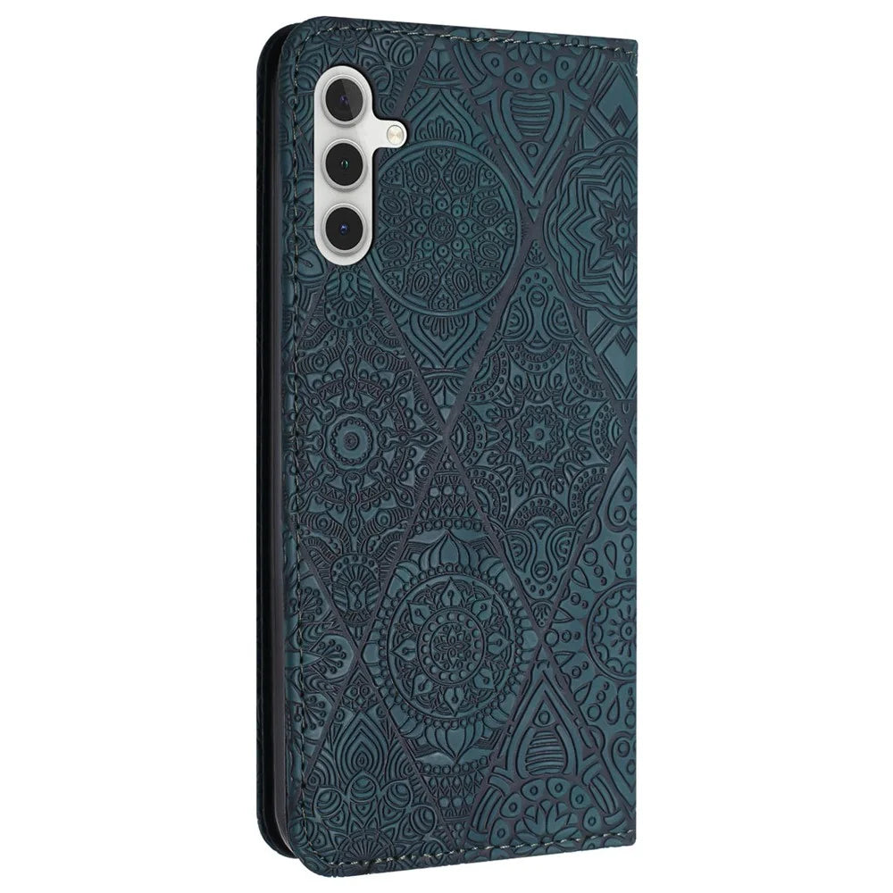 For Samsung Galaxy A15 5G Case Wallet Stand Imprinted Phone Cover - Blue - 7
