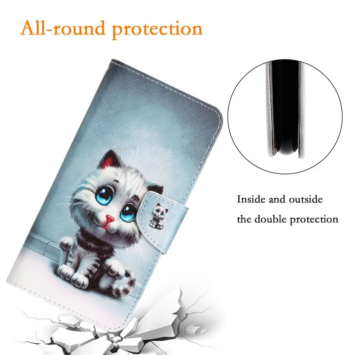 For Samsung Galaxy S24+ Case PU Leather Pattern Printing Stand Cover - Blue Eyes Cat - 5