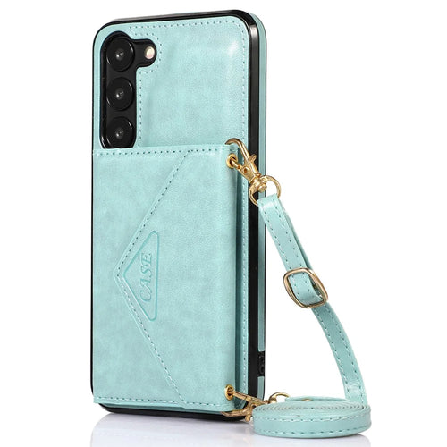 For Samsung Galaxy A14 5G / 4G Case Card Holder Kickstand PU Leather+TPU Crossbody Cover - Green - 1