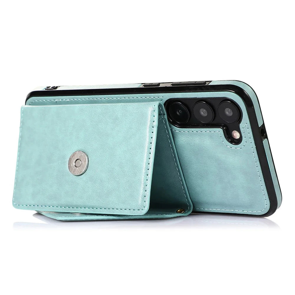 For Samsung Galaxy A14 5G / 4G Case Card Holder Kickstand PU Leather+TPU Crossbody Cover - Green - 2