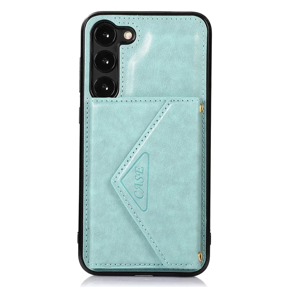 For Samsung Galaxy A14 5G / 4G Case Card Holder Kickstand PU Leather+TPU Crossbody Cover - Green - 7