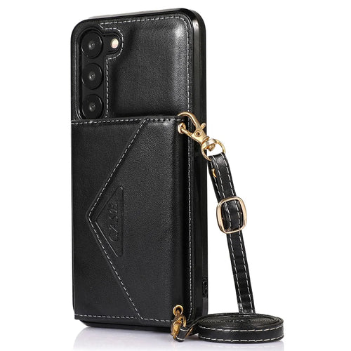 For Samsung Galaxy A54 5G Cell Phone Case Leather+TPU Crossbody Cover with Card Holder - Black - 1