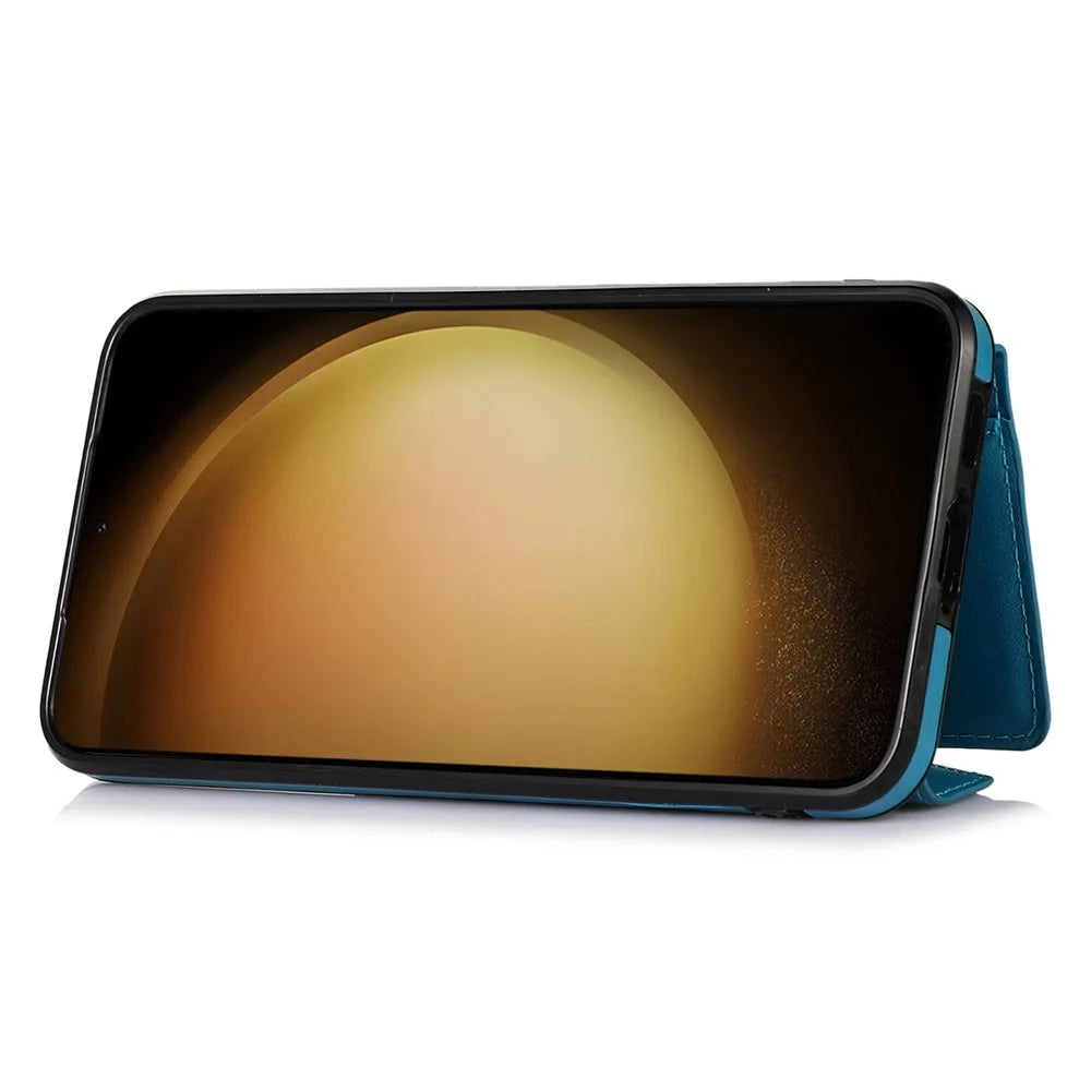For Samsung Galaxy A34 5G Case Triangle Lid Card Bag Leather+TPU Crossbody Phone Cover - Blue - 3