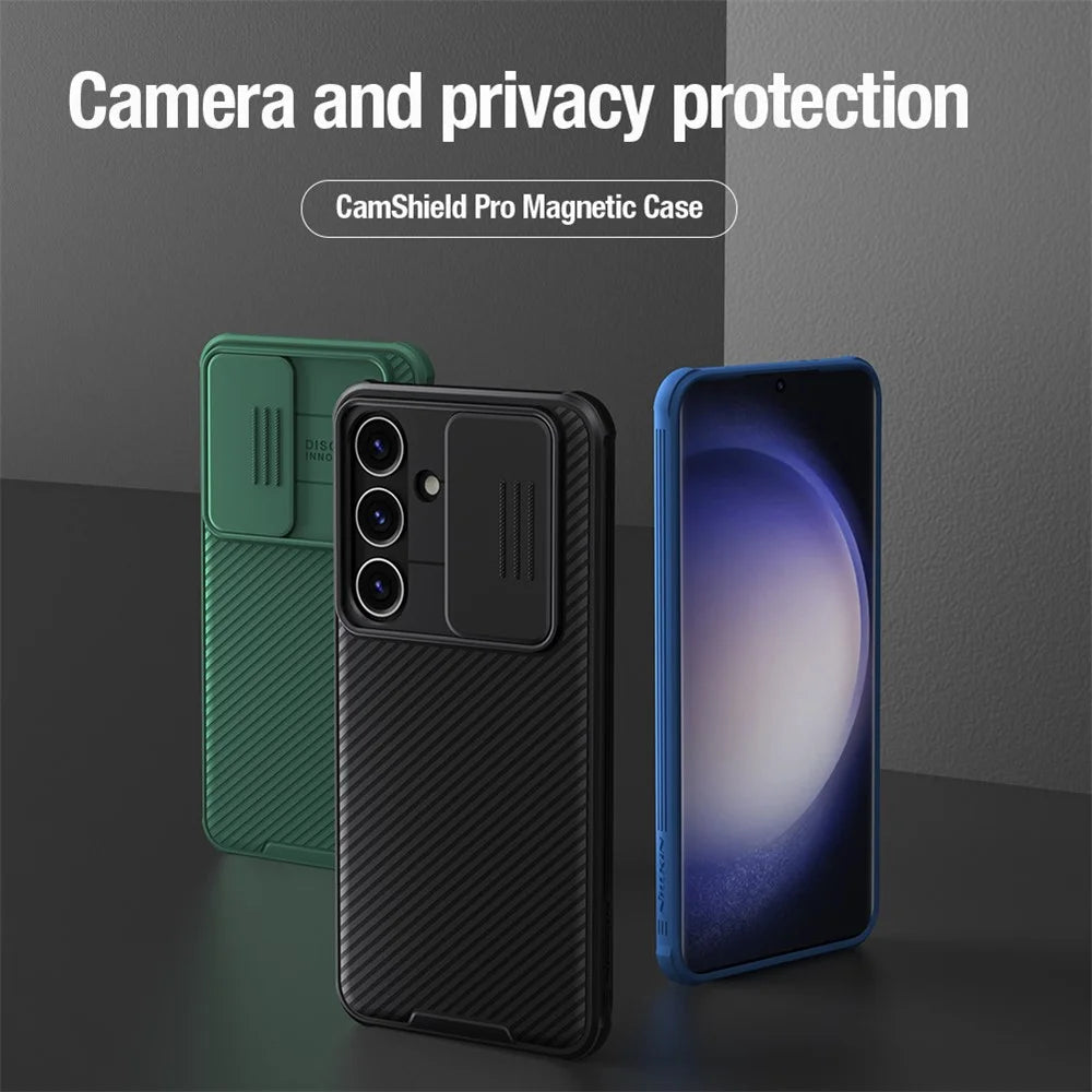 NILLKIN CamShield Pro Series For Samsung Galaxy S24+ Protective Phone Case with Slide Camera Cover - Green - 3