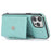 For iPhone 14 Pro Max Cell Phone Case Card Holder Anti-drop PU+TPU Cover with Long Strap - Green - 2
