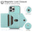 For iPhone 14 Pro Max Cell Phone Case Card Holder Anti-drop PU+TPU Cover with Long Strap - Green - 5