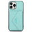 For iPhone 14 Pro Max Cell Phone Case Card Holder Anti-drop PU+TPU Cover with Long Strap - Green - 7