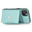 For iPhone 15 Plus Case PU Leather+TPU Card Holder Anti-fall Cover with Long Strap - Green - 2