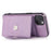 For iPhone 15 Cell Phone Case Triangle Lid Card Bag Leather+TPU Cover with Long Strap - Purple - 2