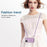 For iPhone 15 Cell Phone Case Triangle Lid Card Bag Leather+TPU Cover with Long Strap - Purple - 4