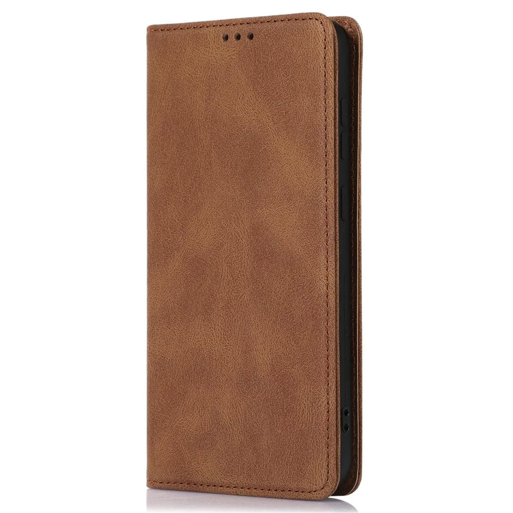PU Leather Phone Case for Samsung Galaxy A15 5G / 4G Magnetic Stand Wallet Cell Phone Cover - Brown - 6