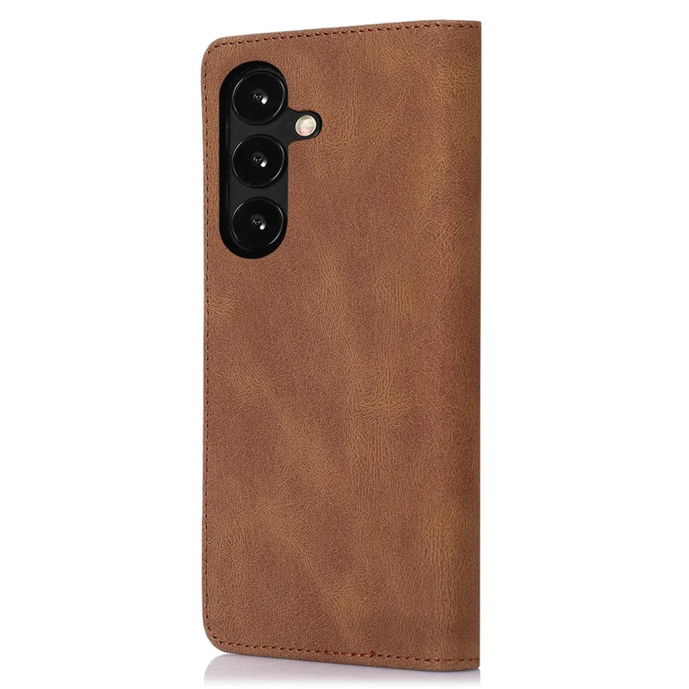 PU Leather Phone Case for Samsung Galaxy A15 5G / 4G Magnetic Stand Wallet Cell Phone Cover - Brown - 7