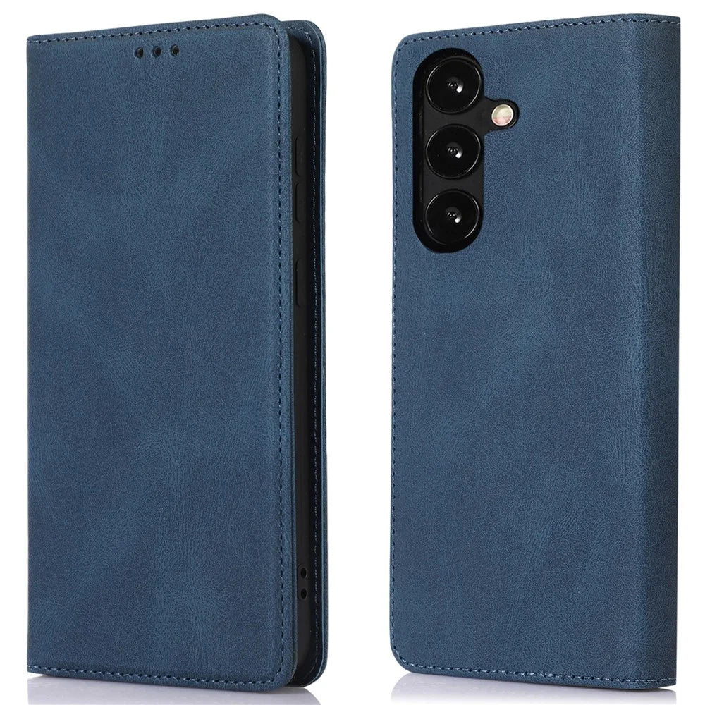 For Samsung Galaxy A34 5G Dustproof Cover Magnetic Stand PU Leather Phone Case Wallet - Blue - 1