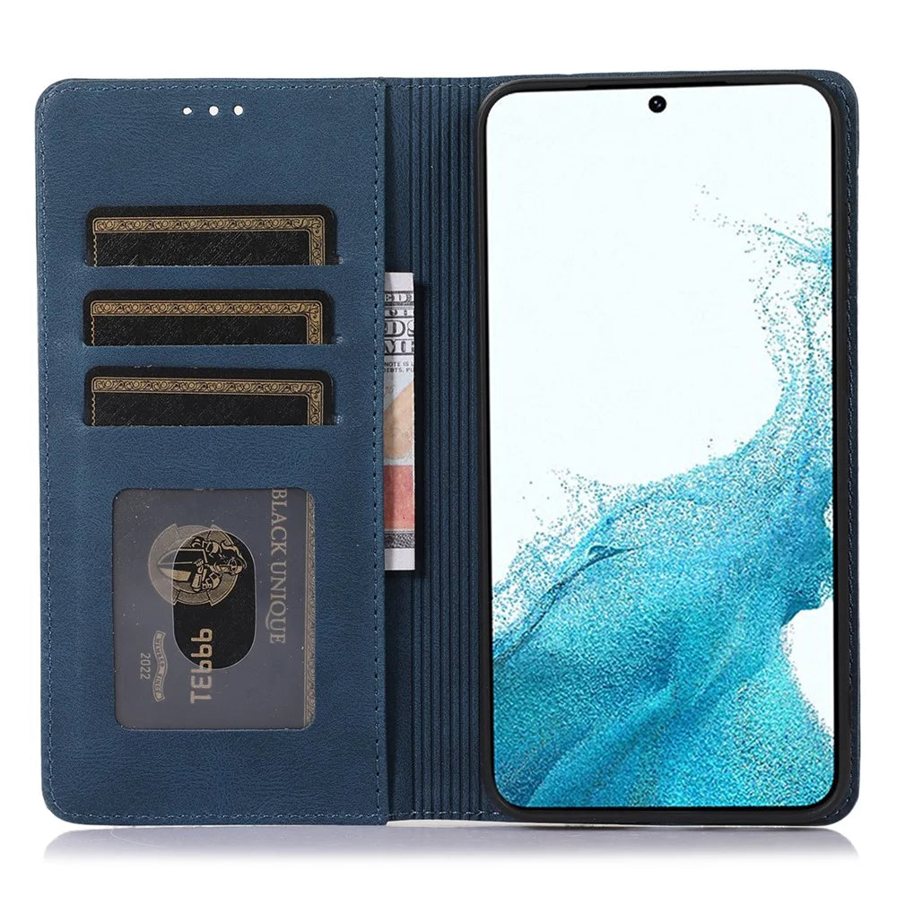 For Samsung Galaxy A34 5G Dustproof Cover Magnetic Stand PU Leather Phone Case Wallet - Blue - 2