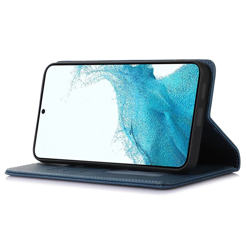 For Samsung Galaxy A34 5G Dustproof Cover Magnetic Stand PU Leather Phone Case Wallet - Blue - 3