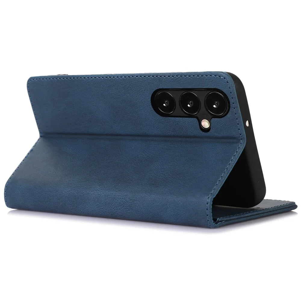 For Samsung Galaxy A34 5G Dustproof Cover Magnetic Stand PU Leather Phone Case Wallet - Blue - 4