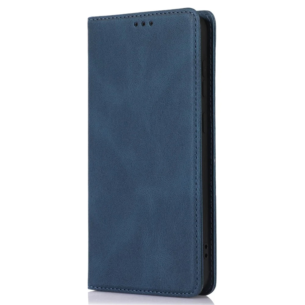 For Samsung Galaxy A34 5G Dustproof Cover Magnetic Stand PU Leather Phone Case Wallet - Blue - 6
