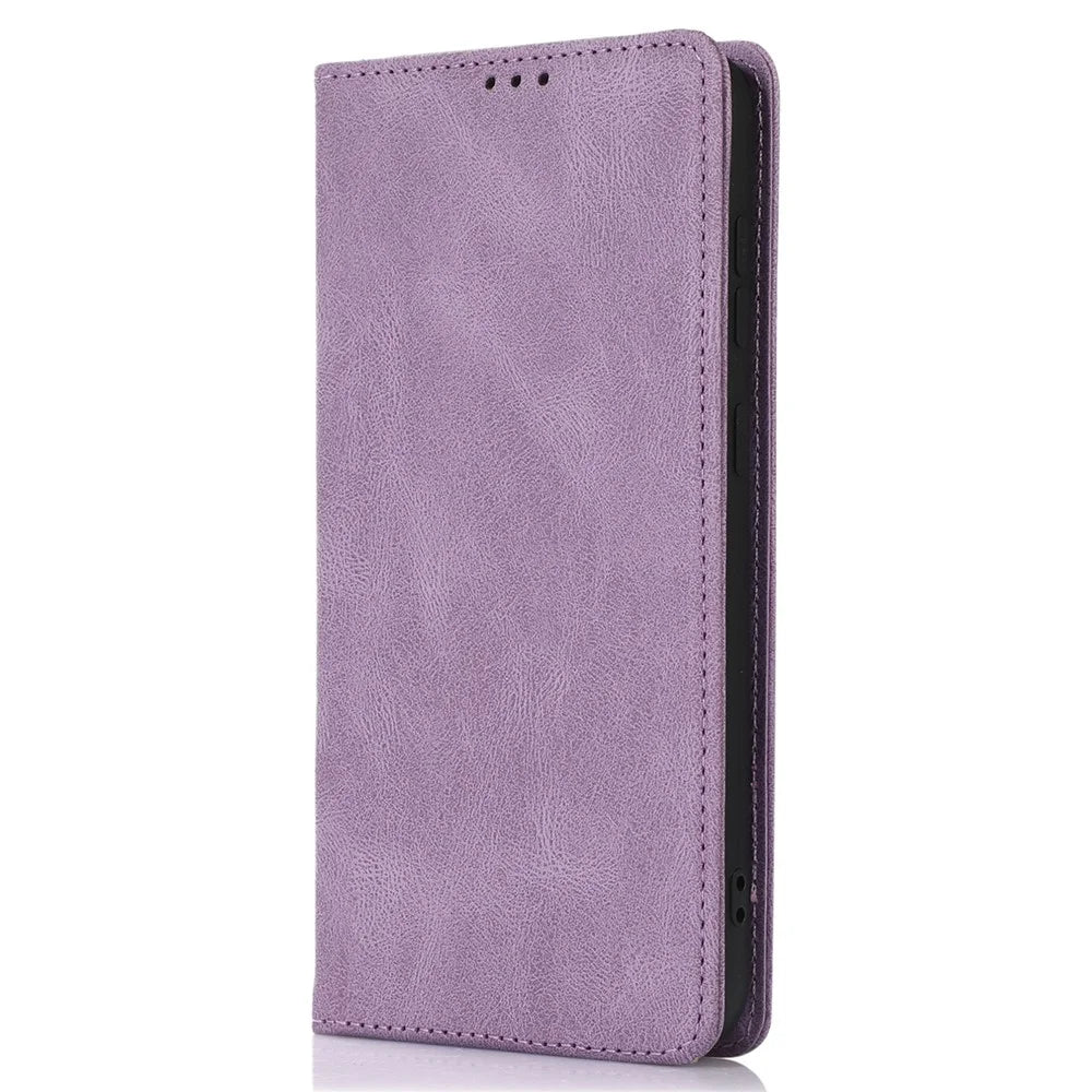For Samsung Galaxy S25 / S24 Wallet Phone Cover TPU+PU Leather Slim-Fit Phone Case with Stand - Purple - 6