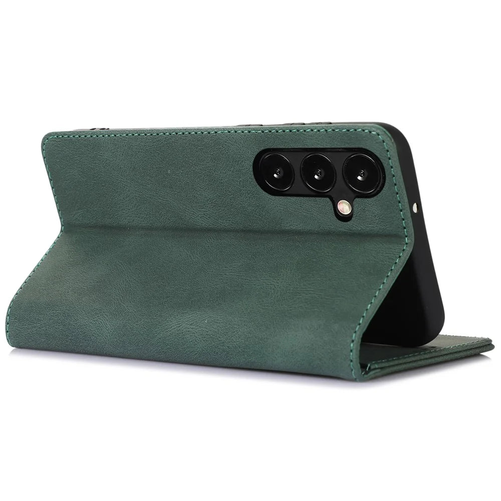 For Samsung Galaxy A14 5G / 4G Magnetic Stand Wallet Cover TPU+PU Leather Cell Phone Case - Green - 4