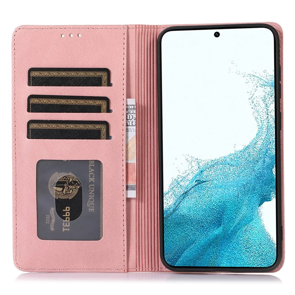 For Samsung Galaxy A54 5G Cell Phone Case Magnetic Stand Wallet TPU+PU Leather Cover - Rose Gold - 2