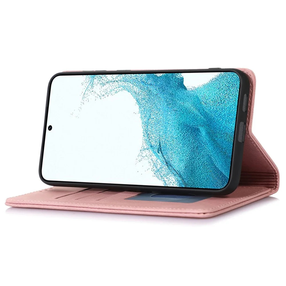 For Samsung Galaxy A54 5G Cell Phone Case Magnetic Stand Wallet TPU+PU Leather Cover - Rose Gold - 3