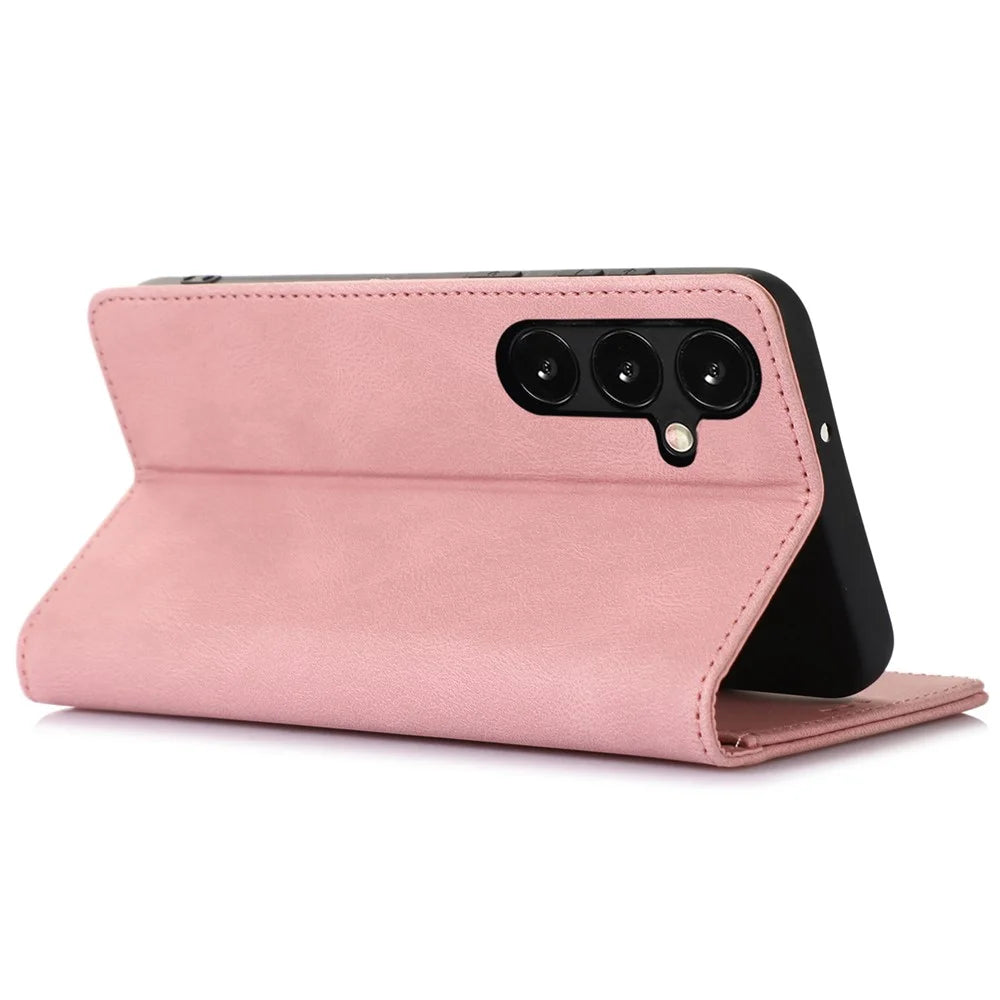For Samsung Galaxy A54 5G Cell Phone Case Magnetic Stand Wallet TPU+PU Leather Cover - Rose Gold - 4