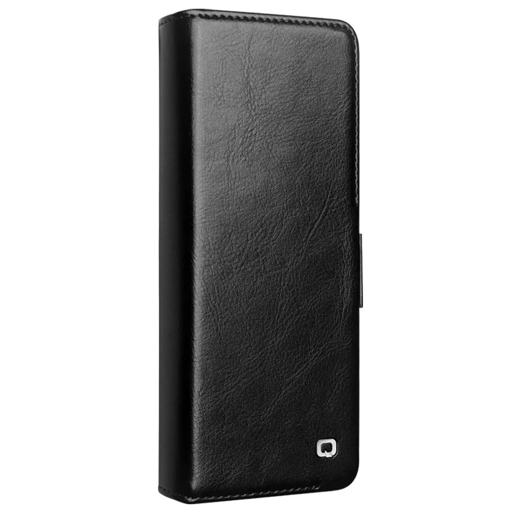 QIALINO For Samsung Galaxy Z Fold4 5G Genuine Cow Leather Case Wallet Magnetic Phone Cover - Black - 5