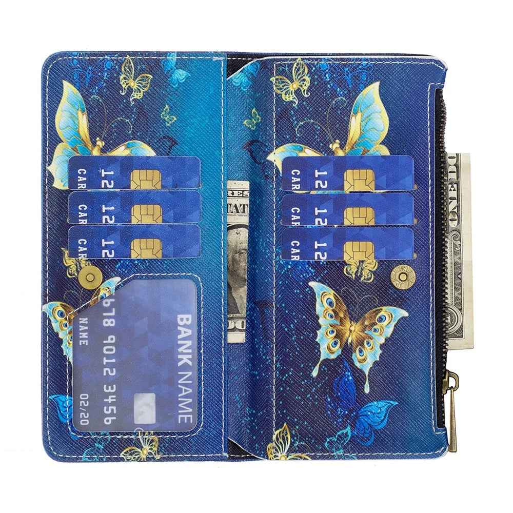 BF03 For Samsung Galaxy A55 5G Leather Case Magnetic Zipper Flip Phone Cover - Golden Butterflies - 4