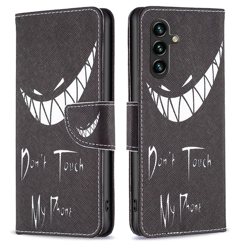 For Samsung Galaxy A55 5G PU Leather Flip Cover Pattern Printing Phone Case - Don't Touch My Phone - 1