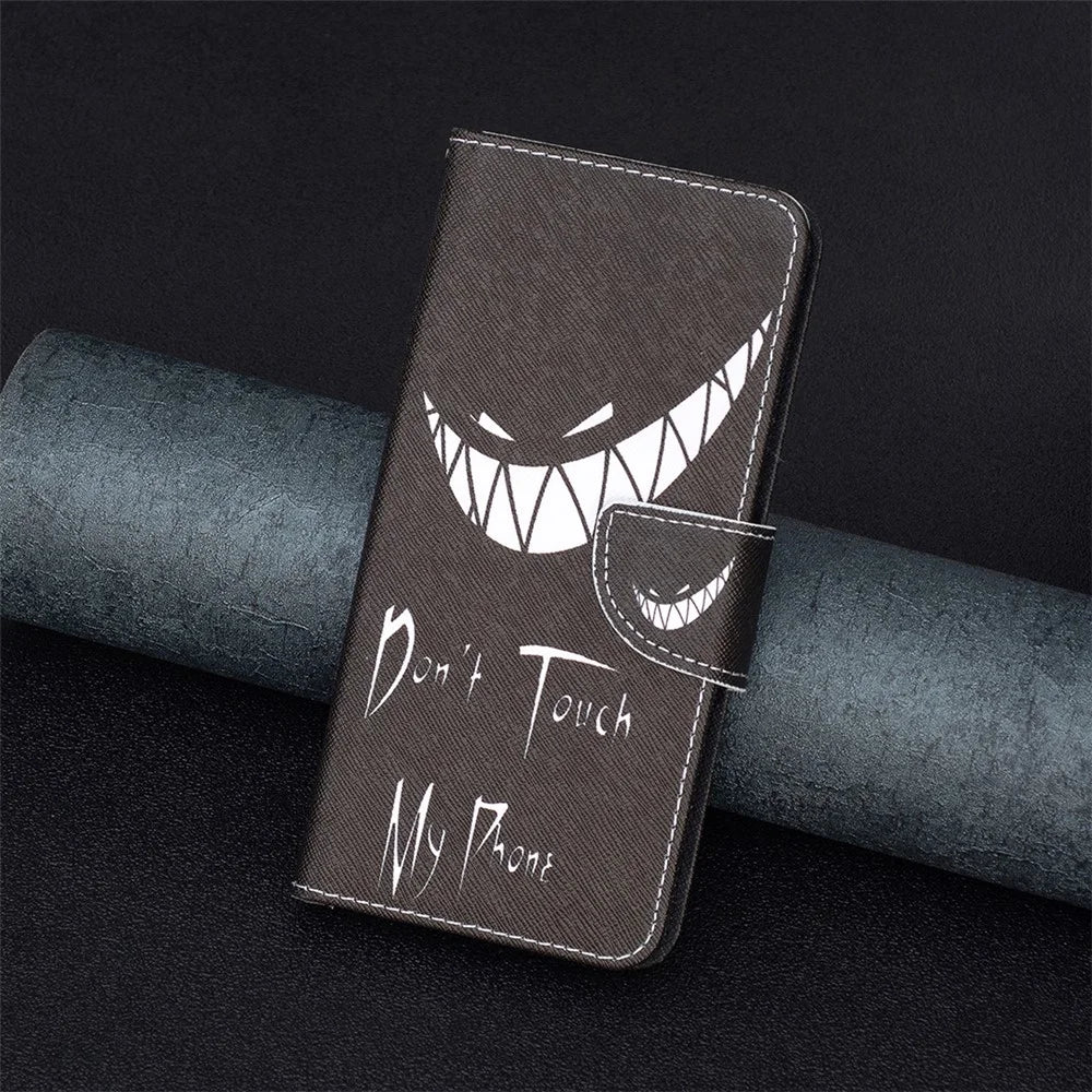 For Samsung Galaxy A55 5G PU Leather Flip Cover Pattern Printing Phone Case - Don't Touch My Phone - 7